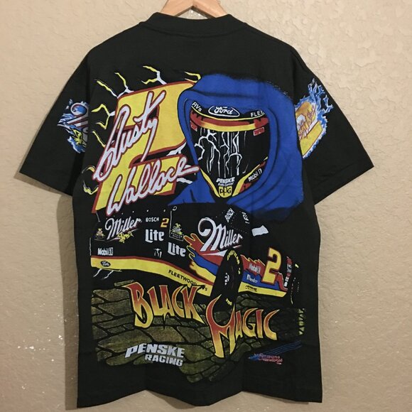 Rusty Wallace Miller Black Magic Nascar All Over Print T-Shirt XL Modern - Picture 3 of 5